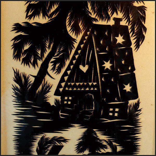 1930s Antique Silhouette Picture German Original Hansel and Gretel