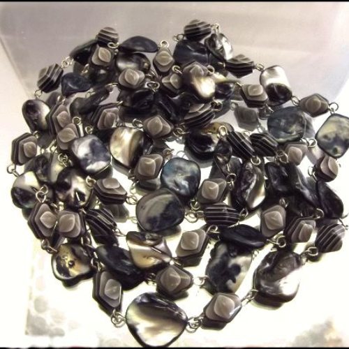 1970s Rare Black Lip Abalone Mother of Pearl Long Vintage Necklace