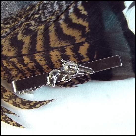 1950s Silver Colt Pistol Gun Vintage Tie Clasp