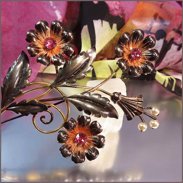 1940s Rare Van Dell 12kt Gold BIG Sterling Silver Brooch Book Piece