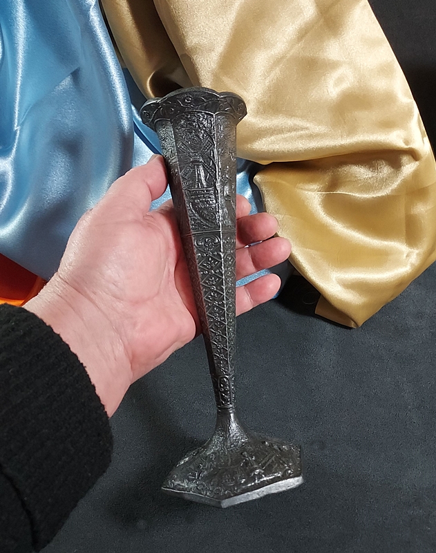 Antique Victorian Barbour Repousse Vase Heavy Metal Dutch Scenery