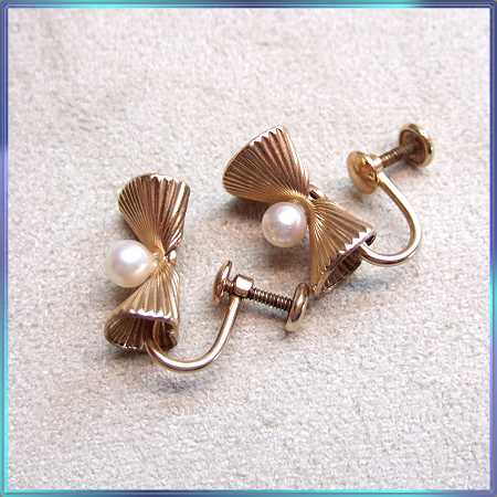 1950s Vintage Pearl Earrings 12kt Gold GF Signed Van Dell 