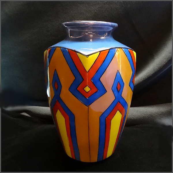 1930s Rare Art Deco Vase Tashiro Shoten Iridescent Glaze