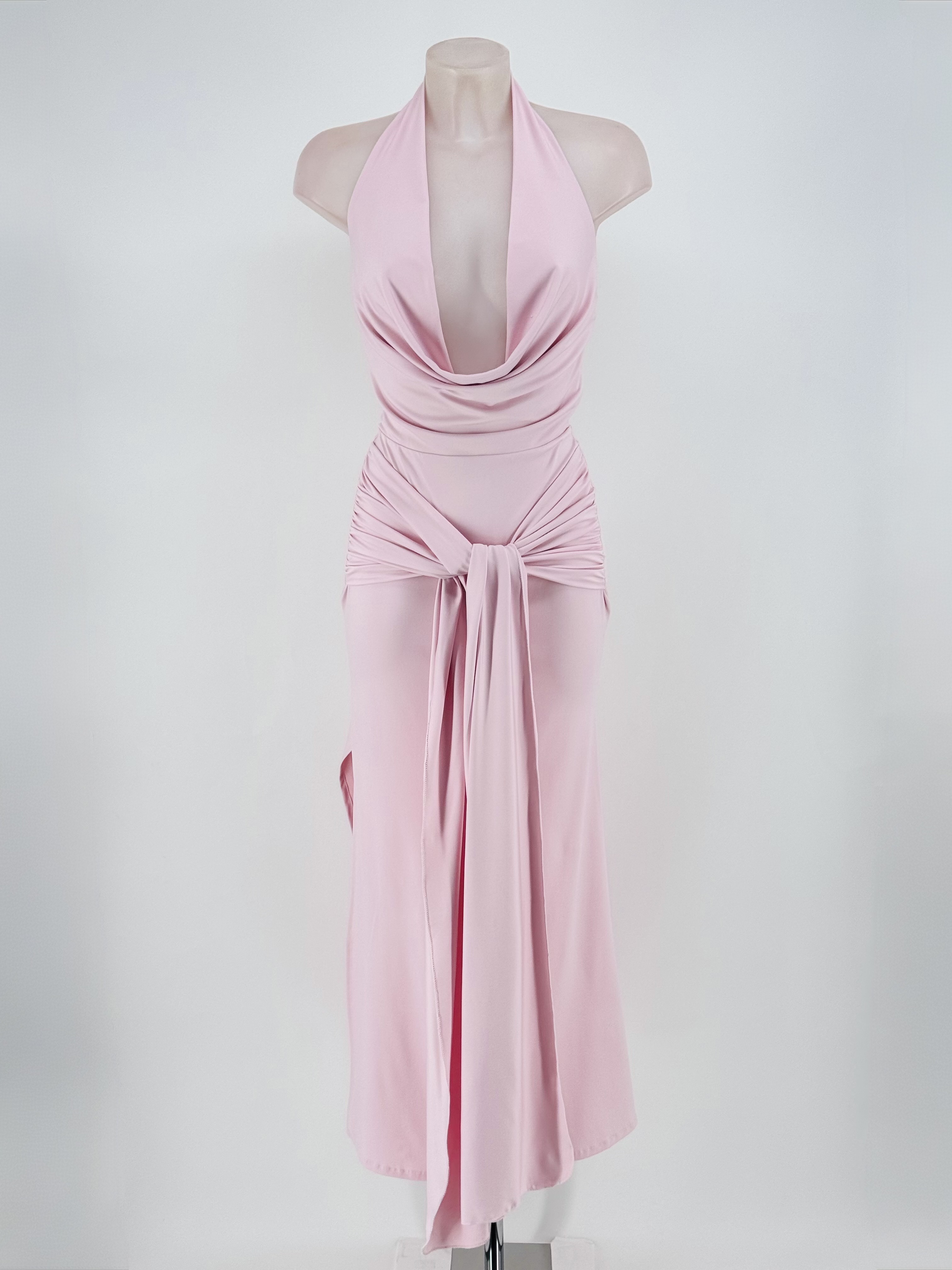 VESTIDO LARGO CON LICRA CON NUDO 