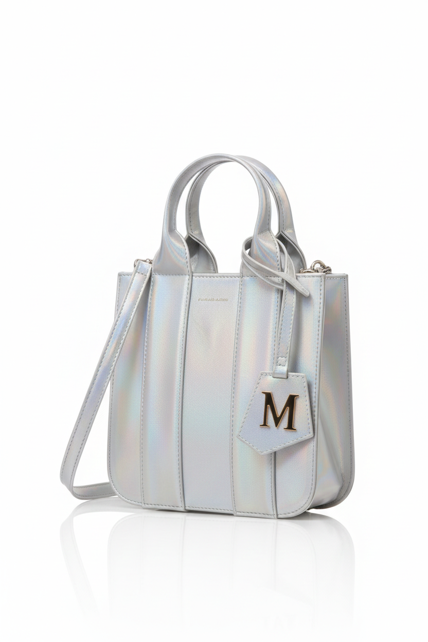 Bolso de mano láser plata