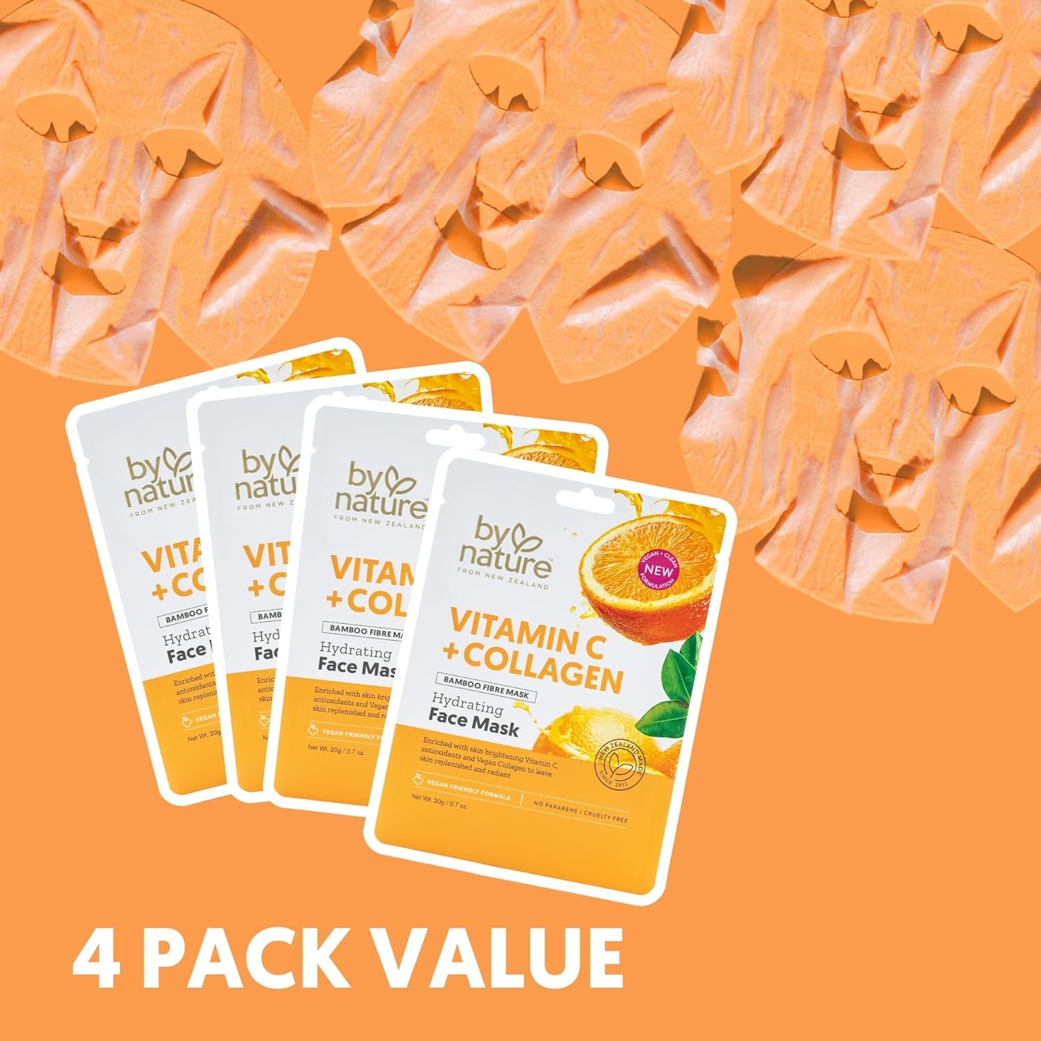 By Nature Hydrating Face Masks with Vitamin C +