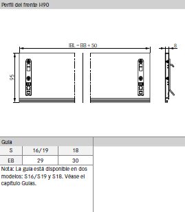 Frente interior F8 para cajón interior H90