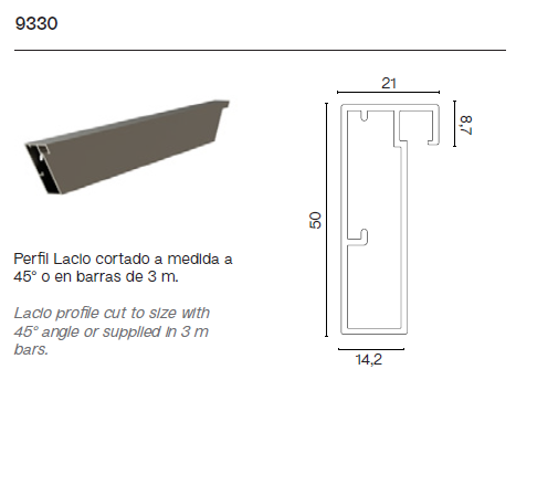 Perfil Lateral de Puerta Corredera Lacio Collection