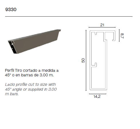 Perfil Lateral de Puerta Corredera Tiro Collection