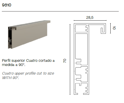 Perfil Superior e Inferior de Puerta Corredera Cuatro Collection