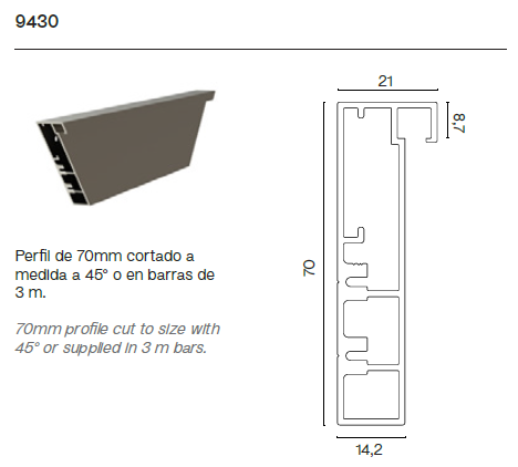 Perfil Superior e Inferior de Puerta Corredera Tiro Collection