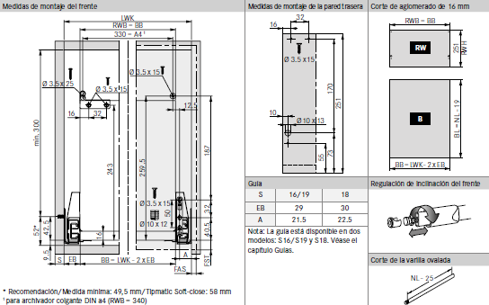 Varilla ovalada para cajón archivador