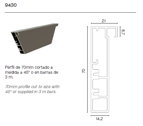 Perfil Superior e Inferior de Puerta Corredera Turo Collection