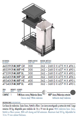 Botellero Panero Extraíble 475mm