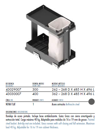 Botellero Panero Extraíble 475mm