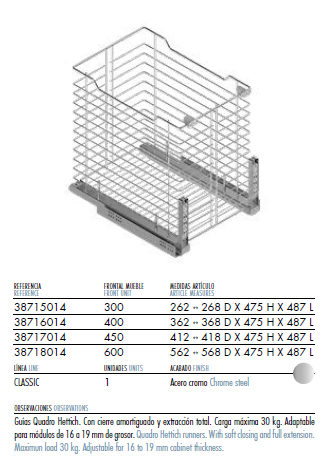 Tolva Ropa Extraíble 492mm