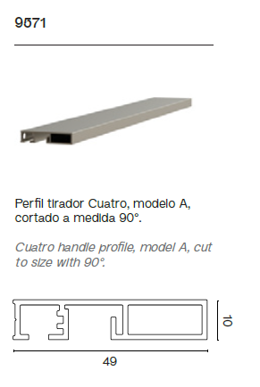 Perfil Lateral de Puerta Corredera Cuatro Collection
