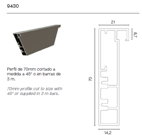 Perfil Lateral de Puerta Corredera Lacio Collection