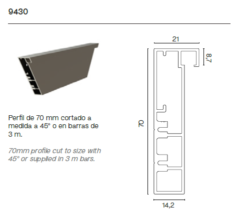 Perfil Superior e Inferior de Puerta Corredera Lacio Collection