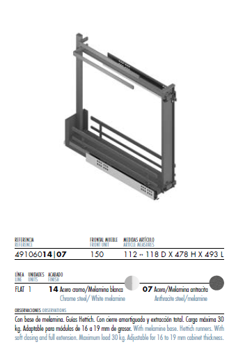 Soporte Paños Guías Laterales 460mm