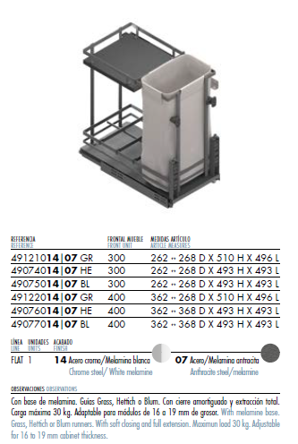 Botellero Panero Extraíble 475mm