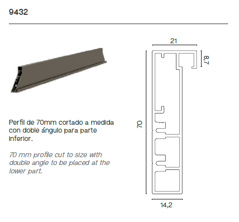Perfil Superior e Inferior de Puerta Corredera Lacio Collection