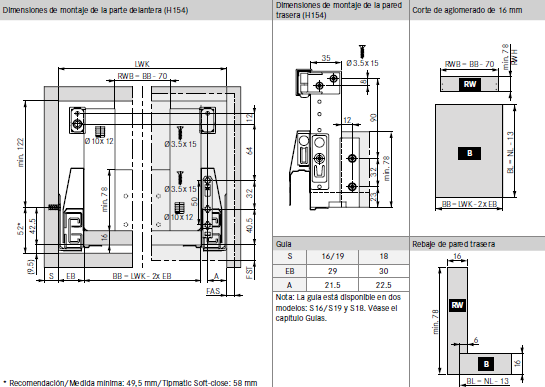 Cajón bajo fregadero con pared trasera profunda
