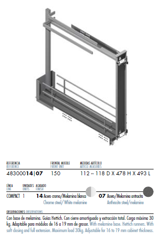 Soporte Paños Guías Laterales 460mm