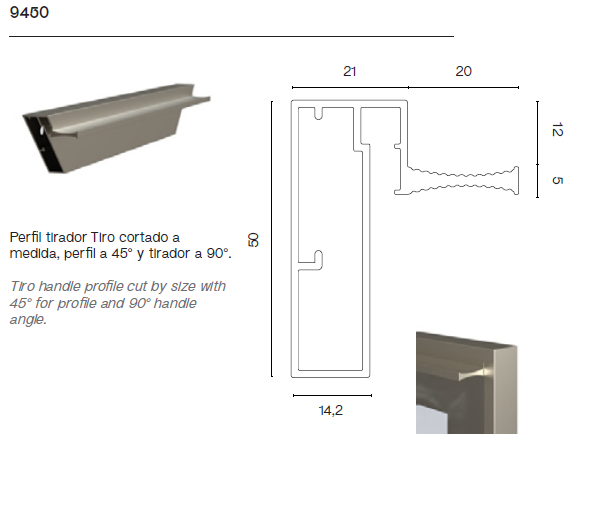 Perfil Lateral de Puerta Corredera Tiro Collection