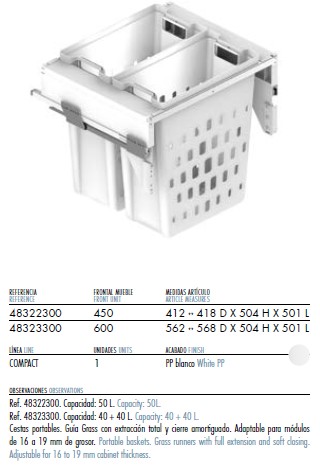 Tolva Ropa Extraíble 501mm
