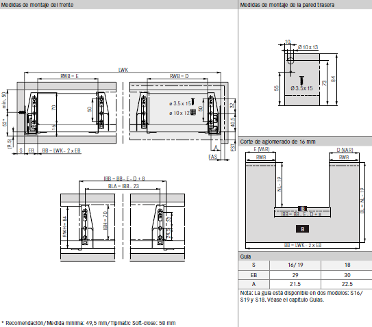 Cajón bajo fregadero con recorte