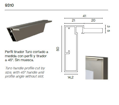 Perfil Lateral de Puerta Corredera Turo Collection