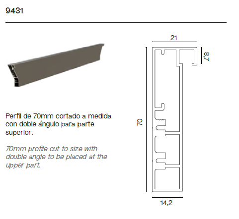 Perfil Superior e Inferior de Puerta Corredera Lacio Collection
