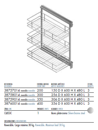 Bastidor Extraible Lateral 505mm