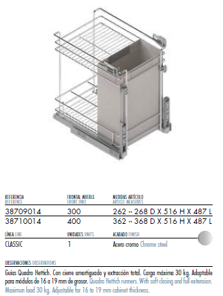 Botellero Panero Extraíble 460mm