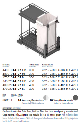 Botellero Panero Extraíble 475mm