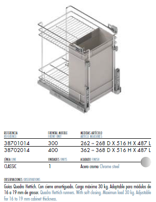 Botellero Panero Extraíble 376mm