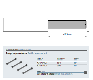 Botellero Guías Laterales 475mm