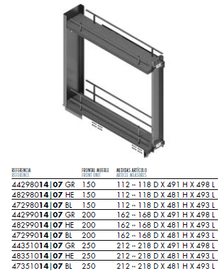 Botellero Guías Laterales 475mm