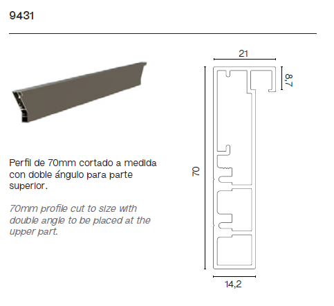 Perfil Superior e Inferior de Puerta Corredera Turo Collection