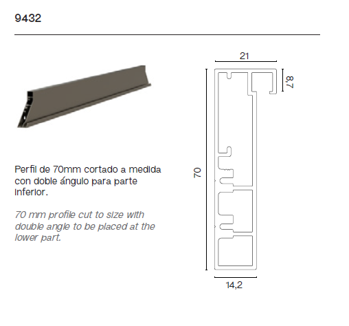 Perfil Superior e Inferior de Puerta Corredera Turo Collection