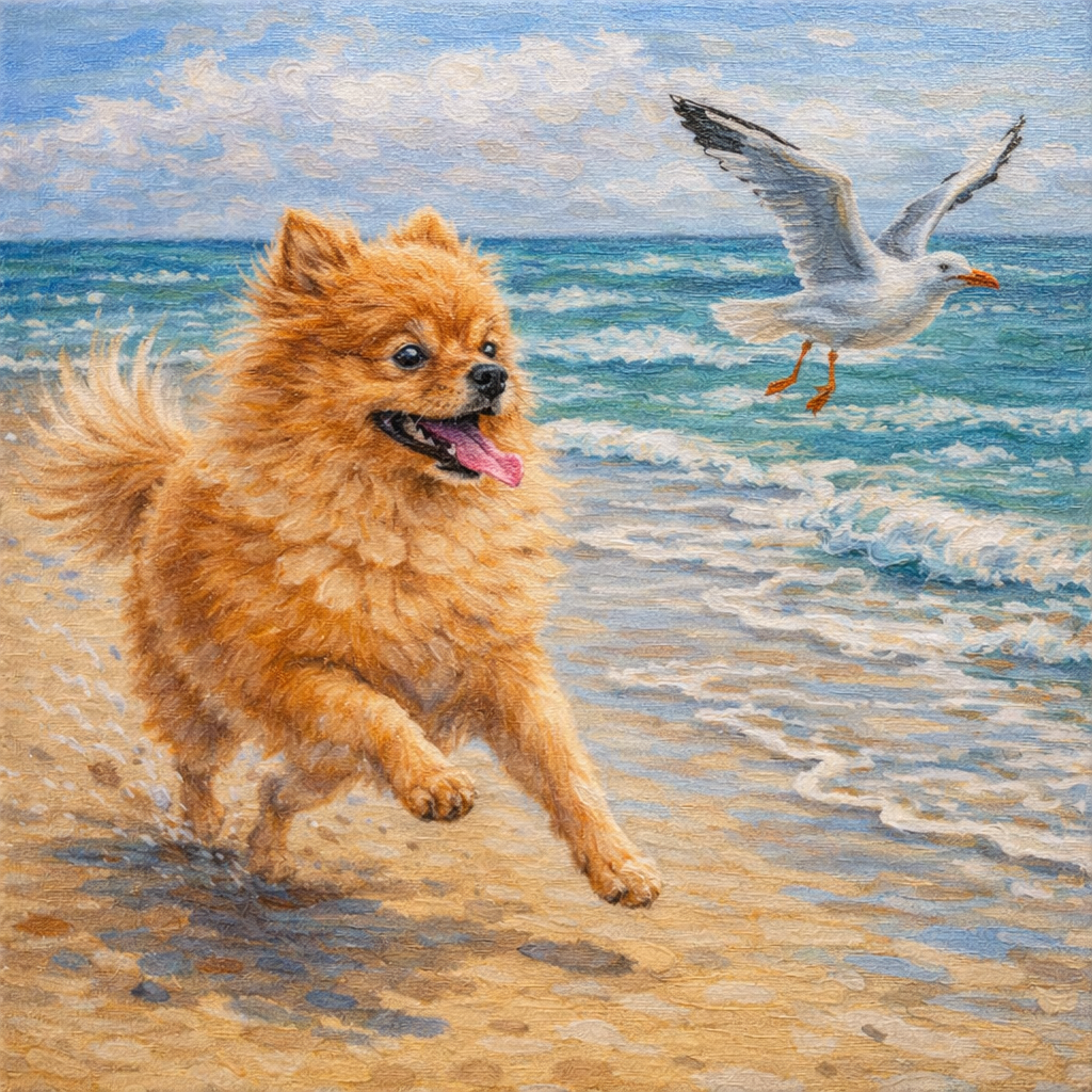 Custom Seagull Chase Pet Portrait