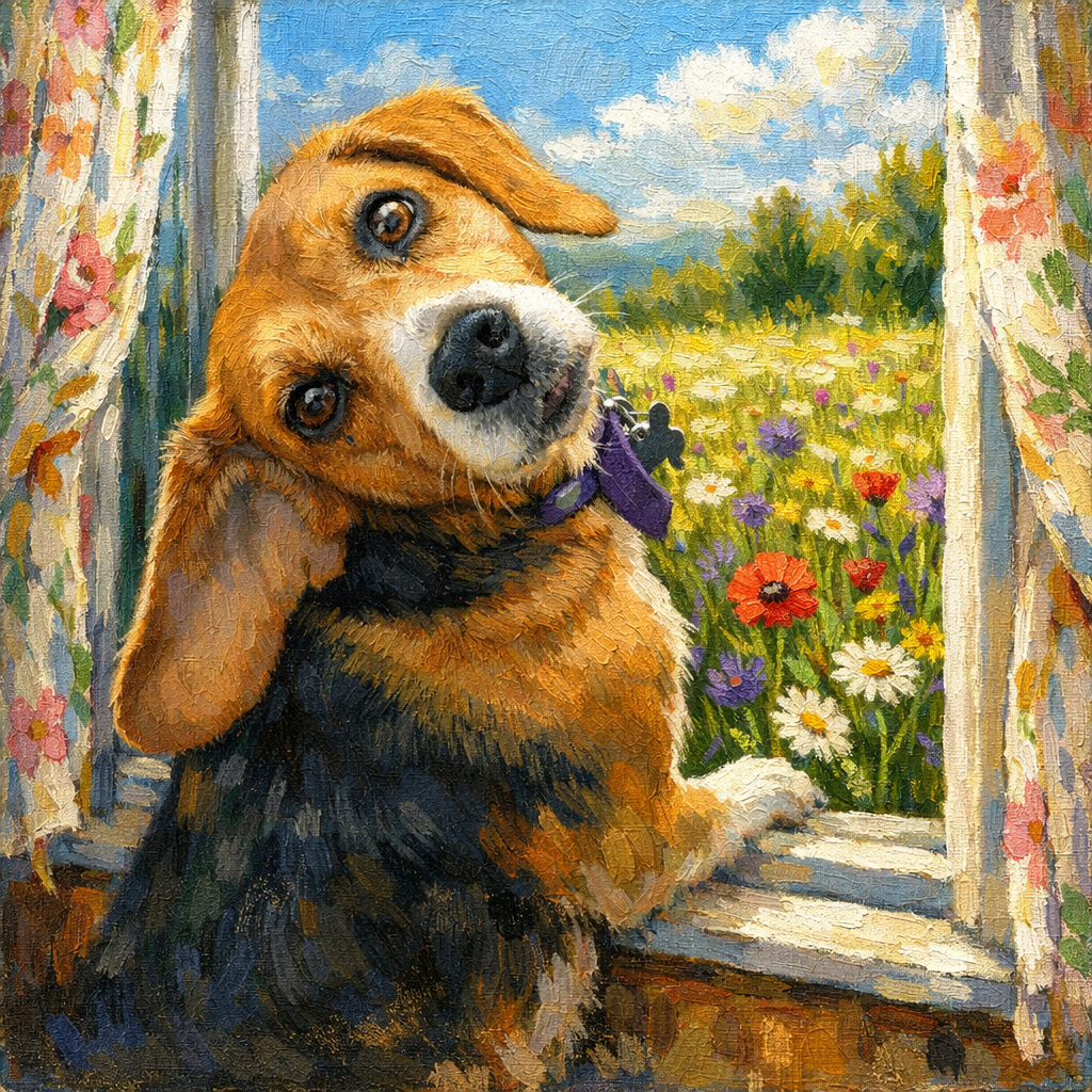 Custom Sunny Window Pet Portrait
