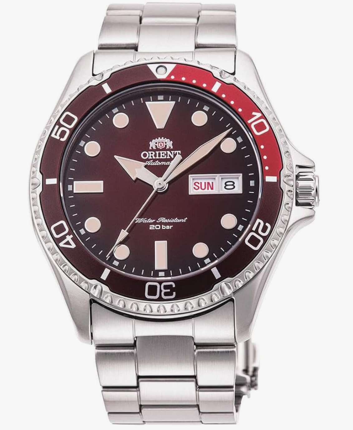 Orient Mako Men’s Automatic Diver Watch – Red Dial Stainless Steel 200M