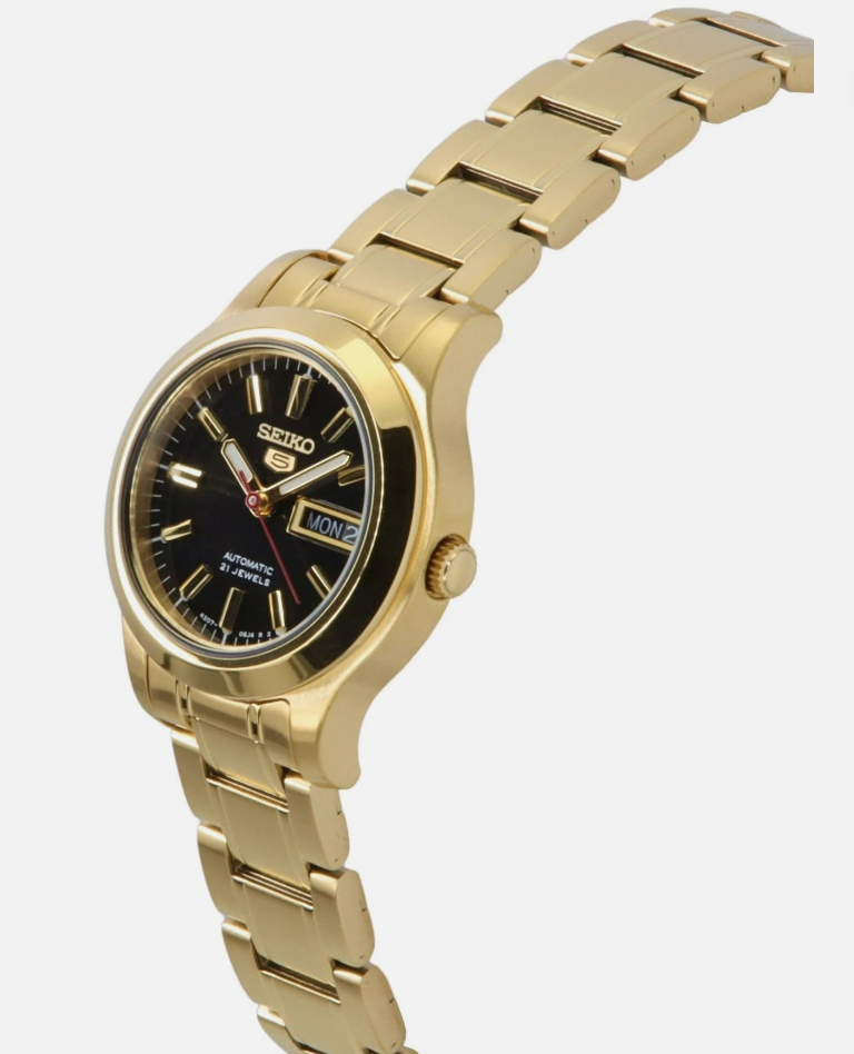 Seiko 5 Classic SYMD96K1 Women’s Automatic Watch – Gold Tone Stainless Steel Black Dial