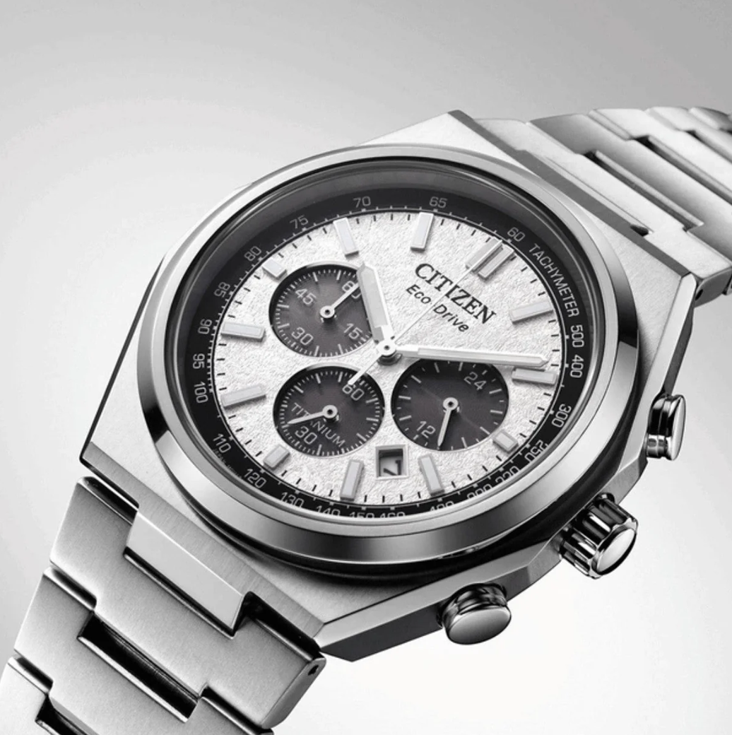 Citizen Zenshin Titanium CA4610-85A Men’s Eco-Drive Chronograph – Super Titanium White Dial