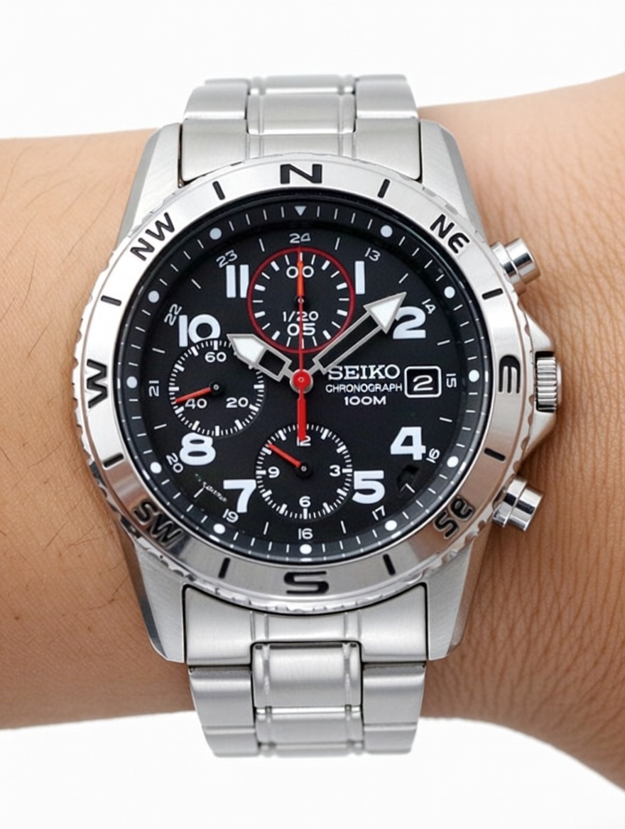 Seiko Chronograph Mens Watch - Black SND375P1