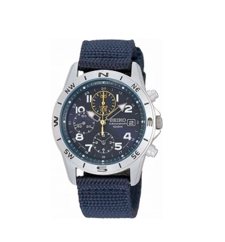 Seiko Chronograph Blue Nylon Watch SND379R
