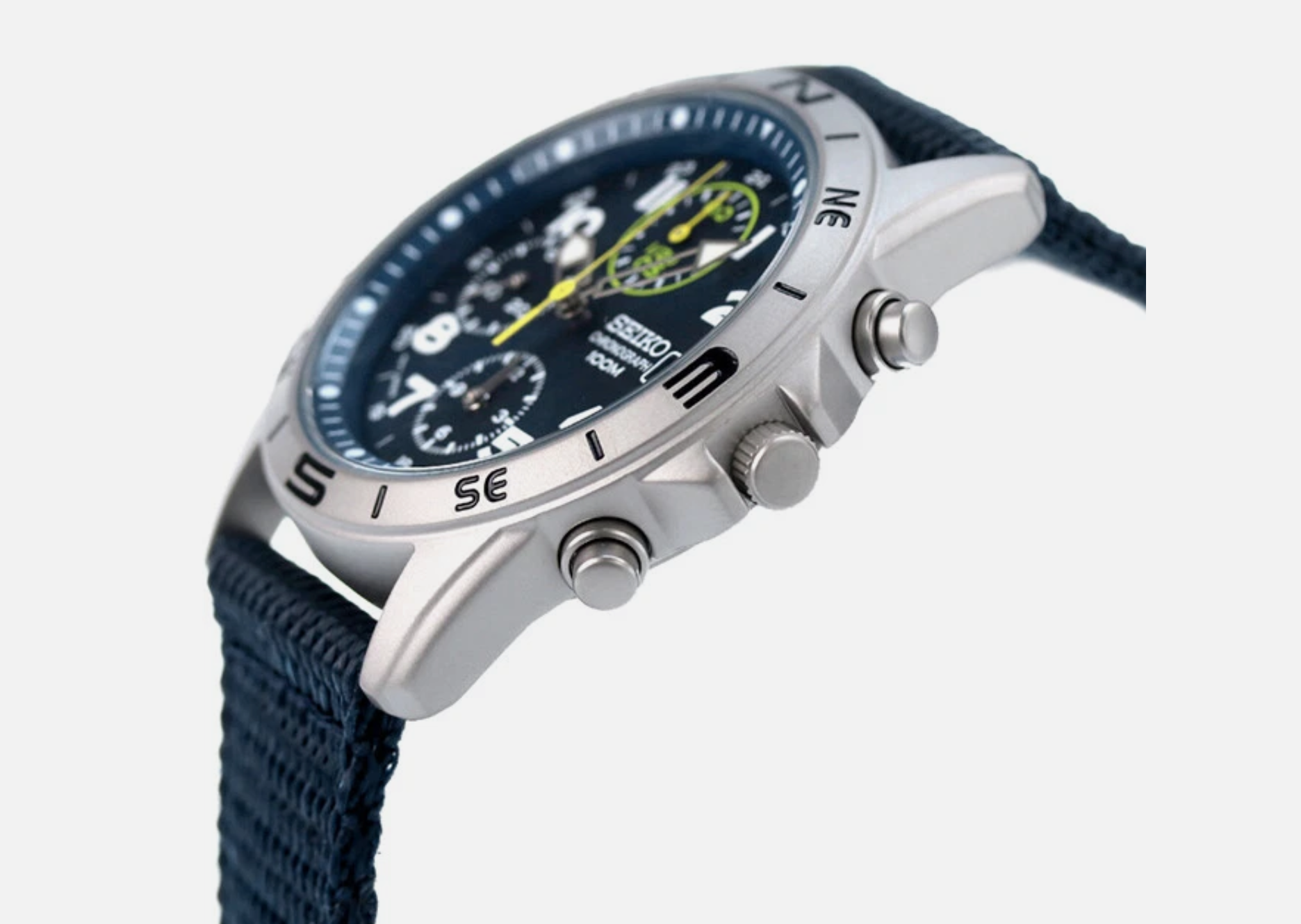 Seiko Chronograph Blue Nylon Watch SND379R