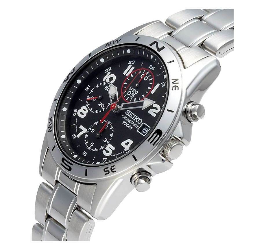 Seiko Chronograph Mens Watch - Black SND375P1